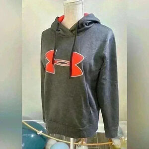 Under Armour storm hoodie women Sz small semi fitted gray neon pink white